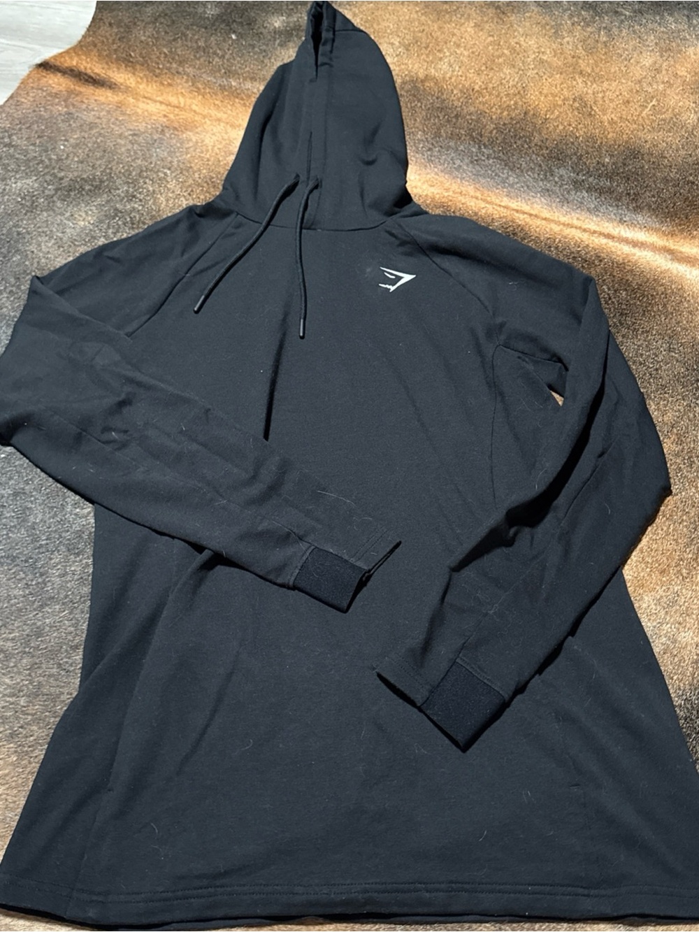 Gymshark Hoodie Mens Black Pullover Graphic Kangaroo Pocket Athletic Gym Medium